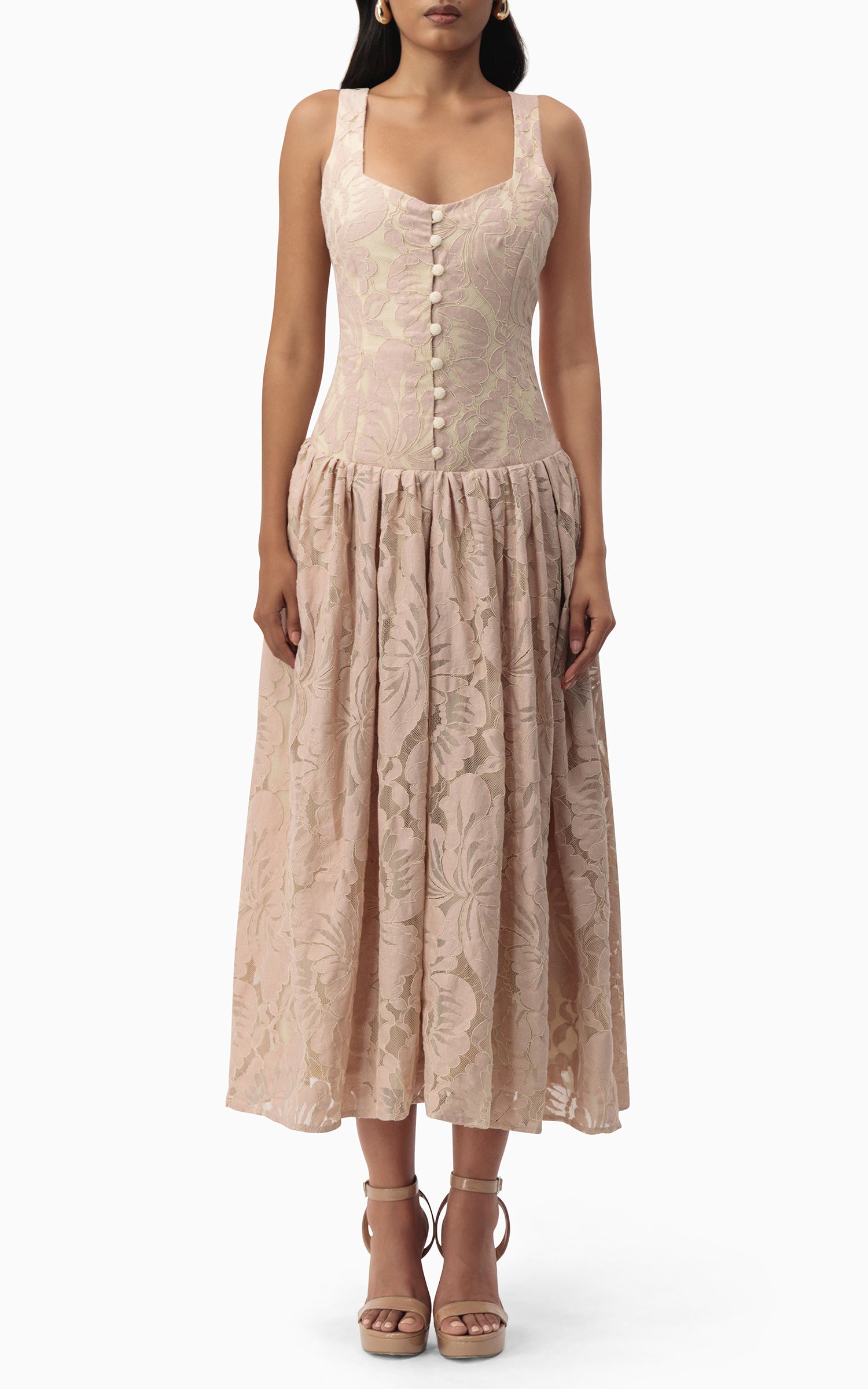 THE RORY Dress Cream Summer Dress with Corset Back UK 14 THE RORY Dress Cream Summer Dress with Corset Back UK 14