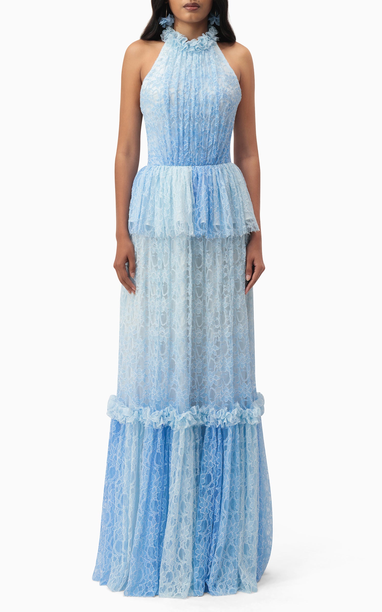THE SKYE Blue Lace Halter Summer Dress | CECE UK 16 THE SKYE Blue Lace Halter Summer Dress | CECE UK 16